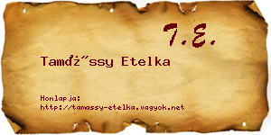 Tamássy Etelka névjegykártya