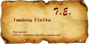 Tamássy Etelka névjegykártya